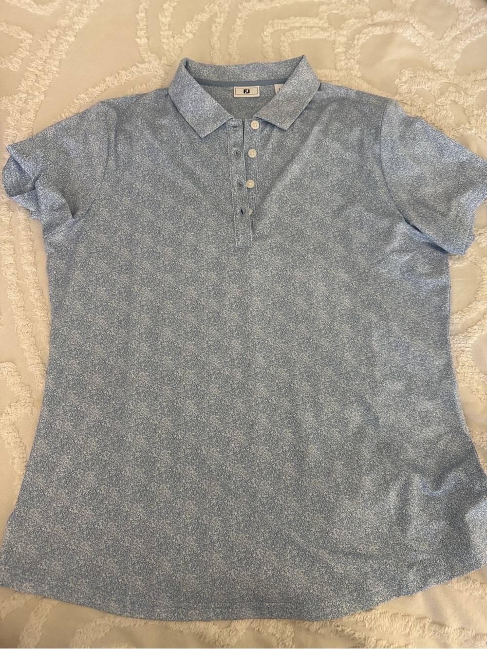 FootJoy Light Blue Micro Floral Button-Down Polo